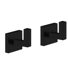 Pair of Modern Square Matte Black Wall Mounted Bathroom Hooks