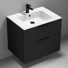 Black Vanity, Wall Mounted, Modern, 28 inch