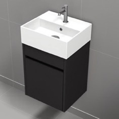 Small Vanity, Black, Floating, Modern, 16 inch