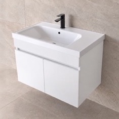 Floating Bathroom Vanity - 28 inch, Modern, Glossy White