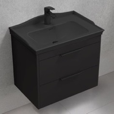 Black Bathroom Vanity, Floating, 26 inch