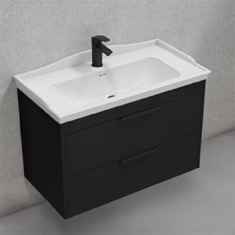 Black Bathroom Vanity, Floating, 32 inch