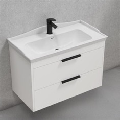 Floating Bathroom Vanity, Glossy White, 32 inch