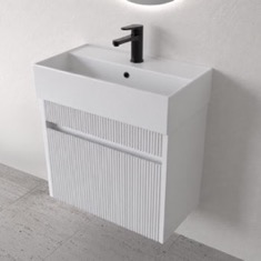Floating Vanity - Fluted, Small, Modern, 24 inch, Matte White