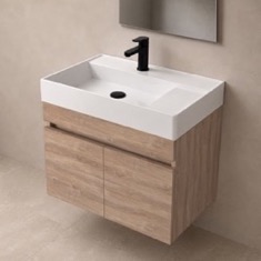 Modern Floating Vanity, 26 inch, Brown Oak