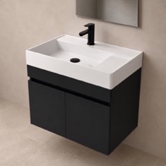 Modern Floating Vanity, 26 inch, Matte Black