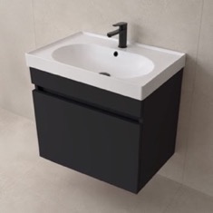 Small Floating Vanity, 24 inch, Modern, Matte Black