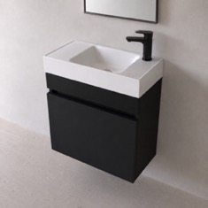Small Floating Vanity, 24 inch, Modern, Matte Black