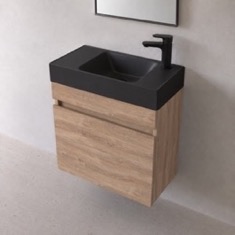 Small Floating Vanity, 24 inch, Modern, Brown Oak