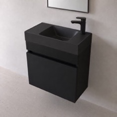 Black Small Floating Vanity, 24 inch, Modern, Matte Black