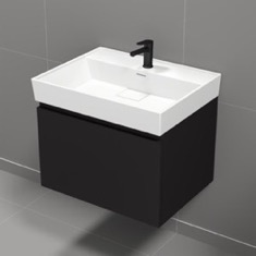 Black Bathroom Vanity, Floating, 24 inch, Modern