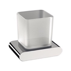 Wall Mounted Frosted Glass and Brass Toothbrush Holder