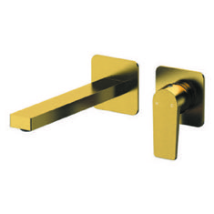 Brushed Gold Single Handle Wall Mounted Bathroom Faucet