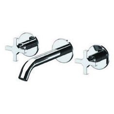 Chrome Wall Mounted Widespread Bathroom Faucet
