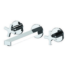 Chrome Wall Mounted Widespread Bathroom Faucet