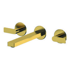 Brushed Gold Wall Mounted Widespread Bathroom Faucet