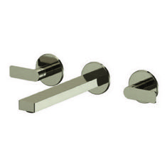 Brushed Nickel Wall Mounted Widespread Bathroom Faucet