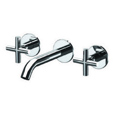 Chrome Wall Mounted Widespread Bathroom Faucet