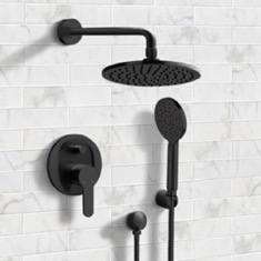 Matte Black Rain Shower System with Handheld, Rain Shower Head, Shower Faucet Set