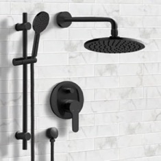 Matte Black Rain Shower System with Handheld, Rain Shower Head, Shower Faucet Set