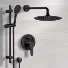 Matte Black Rain Shower System with Handheld, Rain Shower Head, Shower Faucet Set