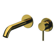 Brushed Gold Single Handle Wall Mounted Bathroom Faucet