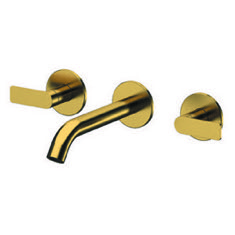 Brushed Gold Wall Mounted Widespread Bathroom Faucet