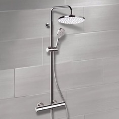 Thermostatic Exposed Pipe Shower System with 10 inch Rain Shower Head and Hand Shower