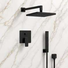 Matte Black Rain Shower System with Handheld, Rain Shower Head, Shower Faucet Set