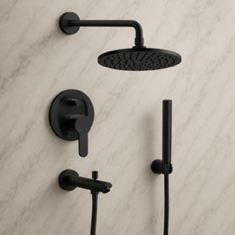 Matte Black Tub and Shower Faucet Set with Handheld, Rain Shower Head