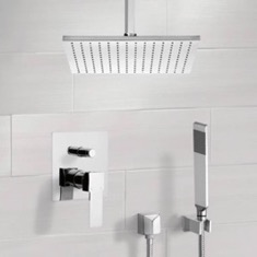 Ceiling Rain Shower System with Handheld, Rain Shower Head, Shower Faucet Set
