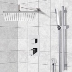 Thermostatic Rain Shower System with Handheld, Rain Shower Head, Shower Faucet Set