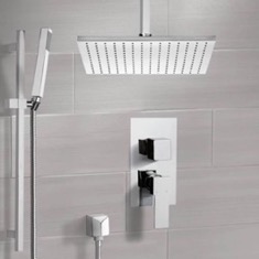 Ceiling Rain Shower System with Handheld, Rain Shower Head, Shower Faucet Set