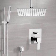 Ceiling Rain Shower System with Handheld, Rain Shower Head, Shower Faucet Set