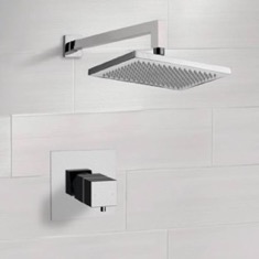 Shower Faucet, Rain Shower Head, Thermostatic, Chrome