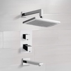 Thermostatic Tub and Shower Faucet Set with Rain Shower Head