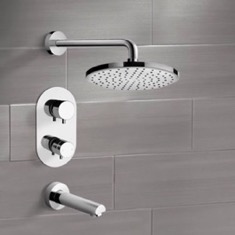 Thermostatic Tub and Shower Faucet Set with Rain Shower Head