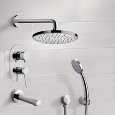 Tub and Shower Faucet Set with Handheld and Rain Shower Head