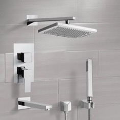 Tub and Shower Faucet Set with Handheld and Rain Shower Head