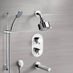 Thermostatic Tub and Shower Faucet Set with Handheld