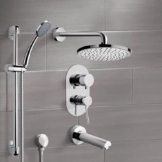 Tub and Shower Faucet Set with Handheld and Rain Shower Head