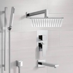 Tub and Shower Faucet Set with Handheld and Rain Shower Head