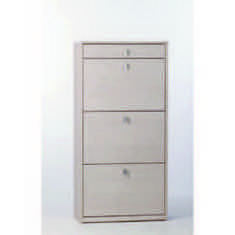 Clear Pine Shoe Rack with 3 Double-Depth Folding Doors