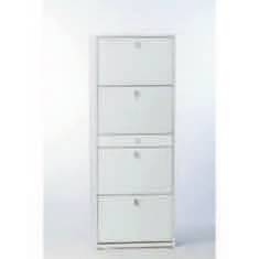 White Ash Shoe Rack with 4 Double-Depth Folding Doors