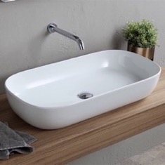 Oval White Ceramic Vessel Sink