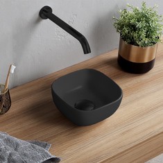 Small Black Vessel Sink in Ceramic