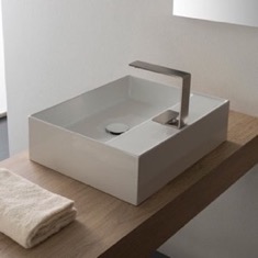 Rectangular White Ceramic Vessel Sink