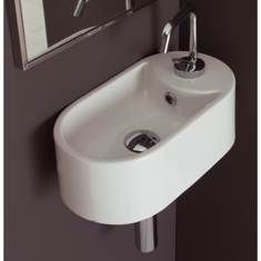 Wall Mount Sink - Small, 16 inch, Oval, Modern, Ceramic