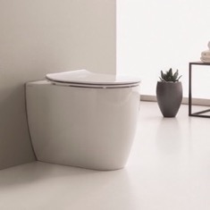 Modern Floor Standing Toilet, Ceramic, Rounded