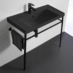 Black Modern Console Sink, 36 inch